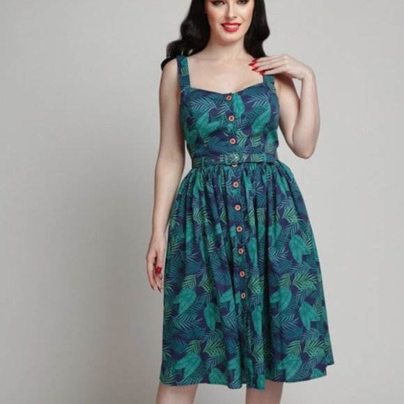 Collectif Dresses & Skirts - COLLECTIF MAINLINE JEMIMA COOL PALM SWING DRESS
